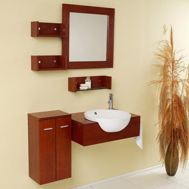 Fresca Stile Modern Bathroom Vanity w/ Mirror & Side Cabinet Vanity Fresca